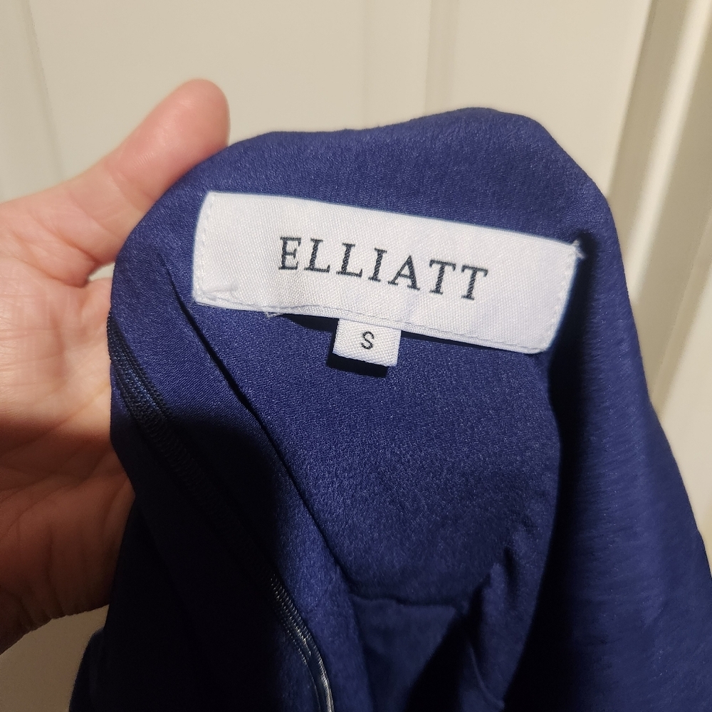 ELLIATT Blue Satin Drapey Asymmetrical Dress Cocktail Party Small - Picture 7 of 10